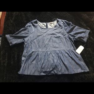 Blue jean Polk dot shirts from Dillard’s
